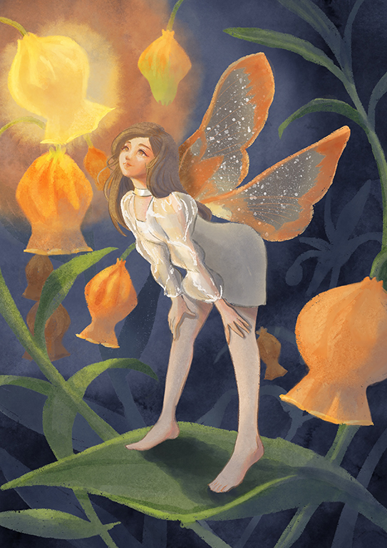 Moth Fairy with Lantern lily