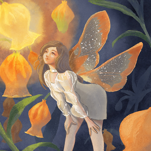 Moth Fairy with Lantern lily